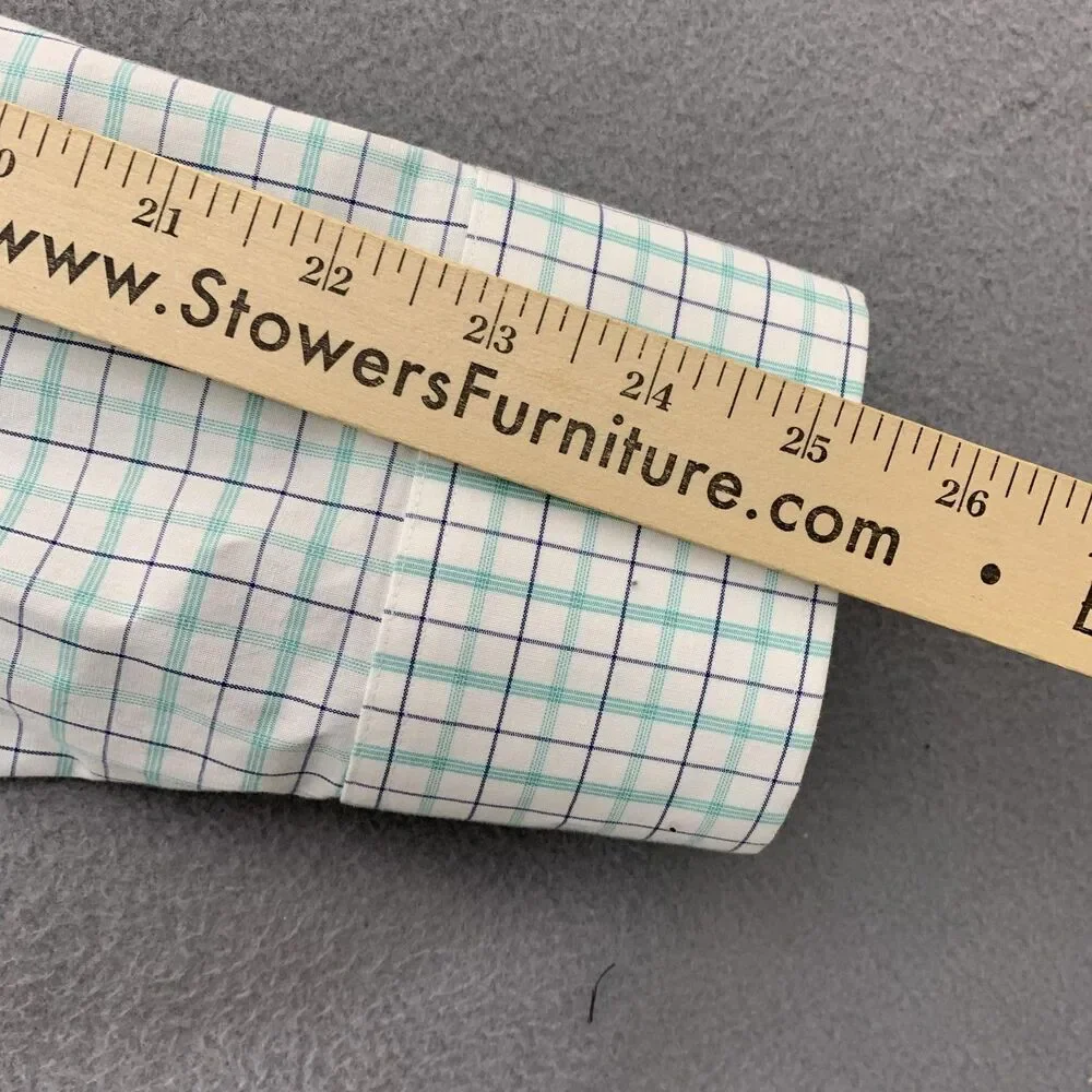 J.Crew Dress Shirt Mens 16.5 34/35 White Check Thompson Flex Wrinkle Free LS